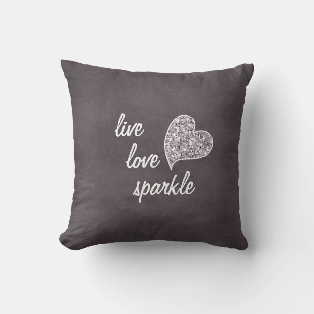 Live love Sparkle met Glitter hart Kussen (Voorkant)