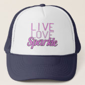 Live Love Sparkle roink glitter effect text Trucker Pet (Voorkant)