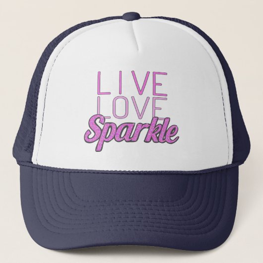 Live Love Sparkle roink glitter effect text Trucker Pet (Voorkant)