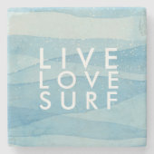 Live Love Surf Beach House Surfers Stenen Onderzetter (Voorkant)
