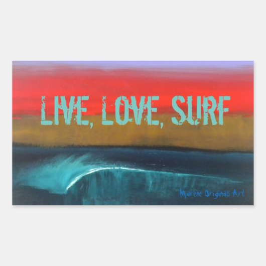 Live, Love, Surf stickers van Marene Originals Art (Voorkant)