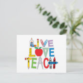 Live Love Teach Briefkaart (Staand voorkant)