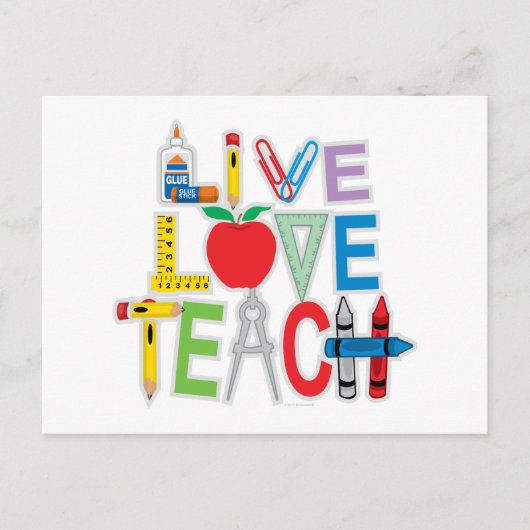 Live Love Teach Briefkaart (Voorkant)