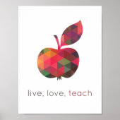 Live Love Teach Geometric Apple Classroom Poster (Voorkant)