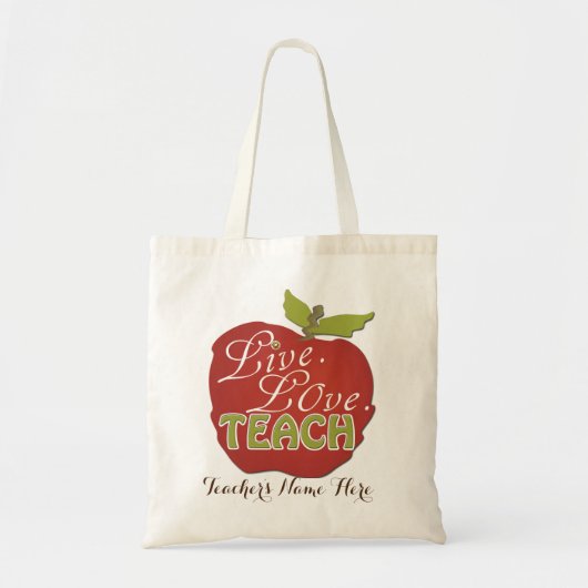 Live Love Teach | Gepersonaliseerd lesgeven Tote Bag (Voorkant)
