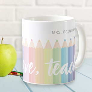 Live Love Teach Rainbow gepersonaliseerde leraar's Koffiemok
