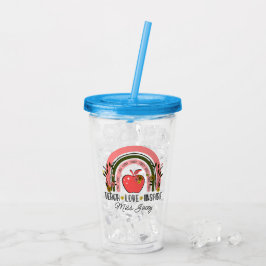 Live Love Teach Rainbow Teacher Appreciation Acryl Drinkbeker