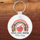 Live Love Teach Rainbow Teacher Appreciation Sleutelhanger (Achterkant)
