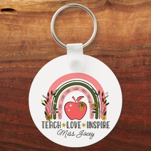 Live Love Teach Rainbow Teacher Appreciation Sleutelhanger (Achterkant)