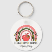 Live Love Teach Rainbow Teacher Appreciation Sleutelhanger (Achterkant)