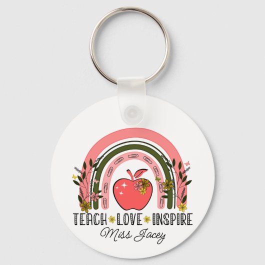 Live Love Teach Rainbow Teacher Appreciation Sleutelhanger (Achterkant)