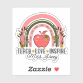 Live Love Teach Rainbow Teacher Appreciation Sticker (Vel)
