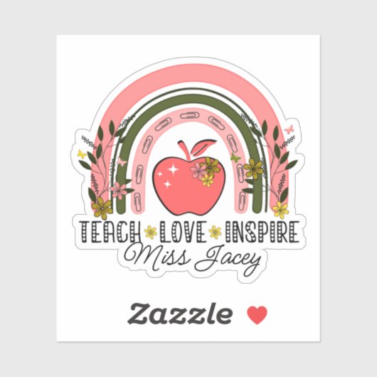 Live Love Teach Rainbow Teacher Appreciation Sticker (Vel)