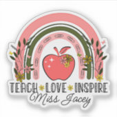 Live Love Teach Rainbow Teacher Appreciation Sticker (Voorkant)