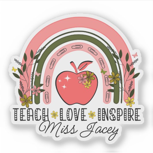 Live Love Teach Rainbow Teacher Appreciation Sticker (Voorkant)