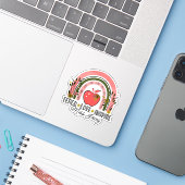 Live Love Teach Rainbow Teacher Appreciation Sticker (Laptop met iPhone)