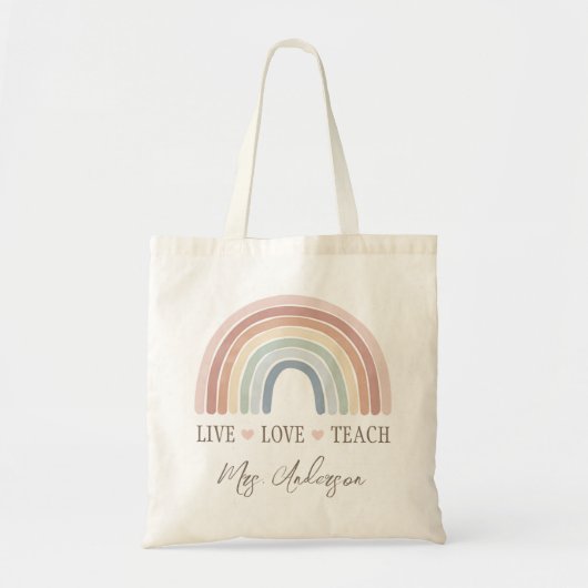 Live Love Teach Rainbow Teacher Appreciation Tote Bag (Voorkant)