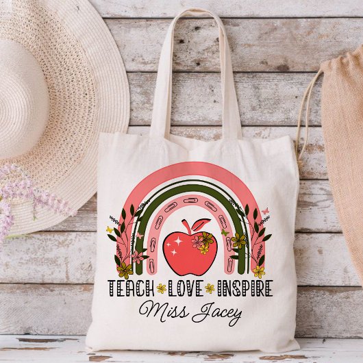 Live Love Teach Rainbow Teacher Appreciation Tote Bag