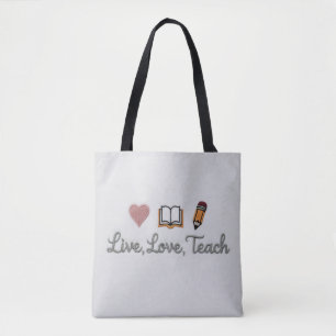 Live Love Teach Tote Schoudertas Bag