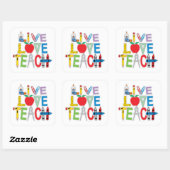 Live Love Teach Vierkante Sticker (Vel)