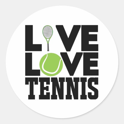 Live love Tennis Ronde Sticker (Voorkant)