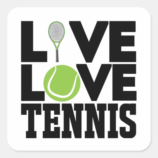 Live love Tennis Vierkante Sticker (Voorkant)