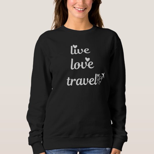Live Love Travel Typografie, Papieren Vliegtuig, E Trui (Voorkant)