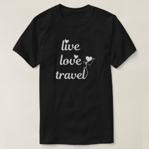 Live Love Travel Typografie, Papieren vliegtuig,Ee T-shirt