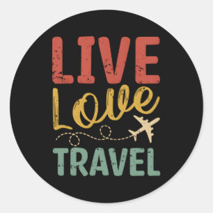 Live Love Vliegtuig Reiziger Ronde Sticker