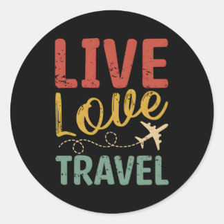 Live Love Vliegtuig Reiziger Ronde Sticker