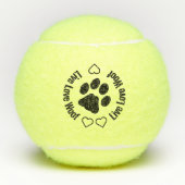 Live Love Wof - Paw Print Hearts Cute Dog Tennisballen (Voorkant)