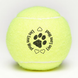 Live Love Wof - Paw Print Hearts Cute Dog Tennisballen