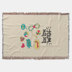 Live Love Wof Whimsical Woven Blanket Deken
