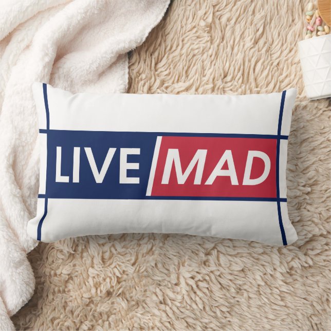 LIVE MAD – Kussen met vette motivatie (Wit) (Deken)
