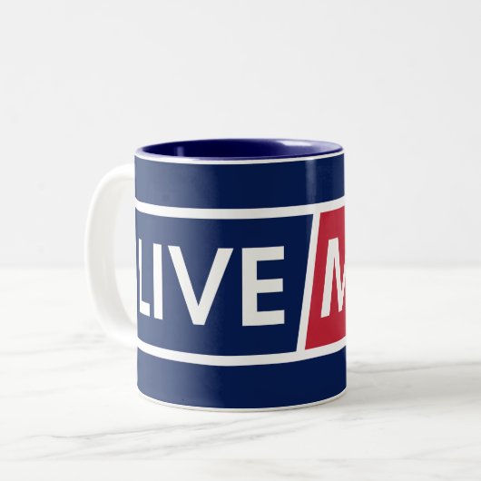 LIVE MAD Urban Statement Mug Tweekleurige Koffiemok (Voorkant links)