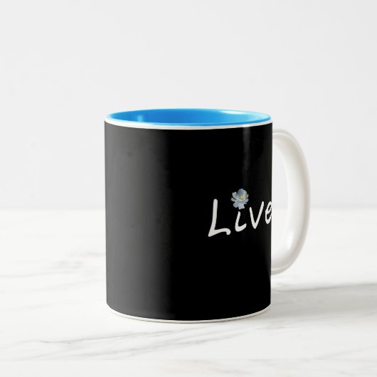 Live Minimalist Modern Zwart-wit 11oz Tweekleurige Koffiemok (Voorkant rechts)