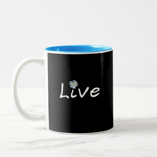 Live Minimalist Modern Zwart-wit 11oz Tweekleurige Koffiemok (Links)