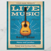 Live Music Acoustic Guitar Flyer Blue (Achterkant)
