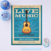 Live Music Acoustic Guitar Flyer Blue (Enkel)