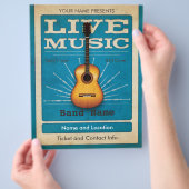 Live Music Acoustic Guitar Flyer Blue (Hand)