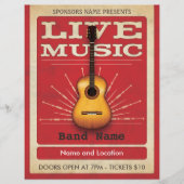 Live Music Acoustic Guitar Flyer Red (Voorkant)