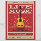 Live Music Acoustic Guitar Flyer Red (Voorkant)