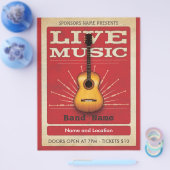 Live Music Acoustic Guitar Flyer Red (Enkel)