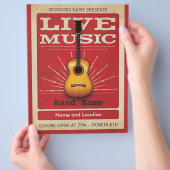 Live Music Acoustic Guitar Flyer Red (Hand)