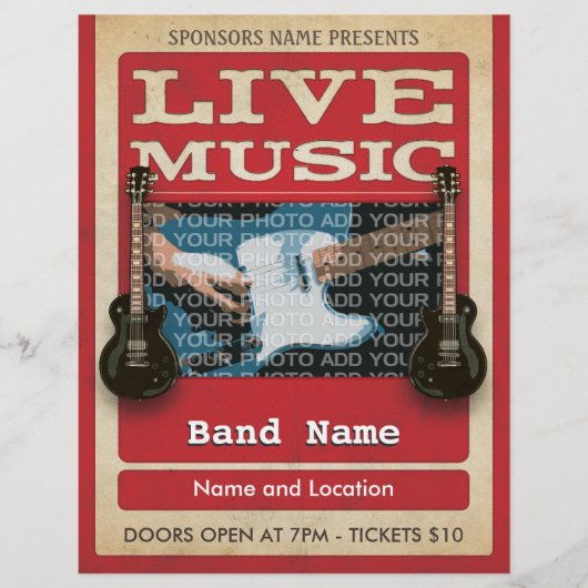 Live Music Band Photo Red Flyer (Voorkant)
