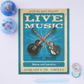 Live Music Dual Guitar Flyer Blue (Enkel)