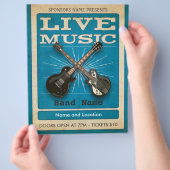 Live Music Dual Guitar Flyer Blue (Hand)