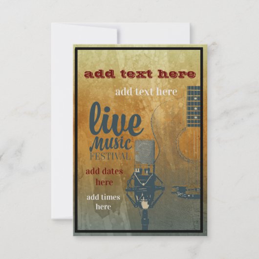 Live Music Festival Invitation Flat Card Bedankkaart (Voorkant)