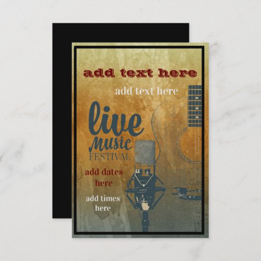 Live Music Festival Invitation Flat Card Bedankkaart (Voorkant / Achterkant)