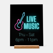 Live Music Neon Guitar Acryl Bord (Voorkant)
